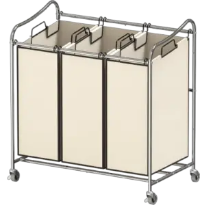 Simple Trending Heavy-Duty 3-Bag Laundry Hamper Sorter Cart